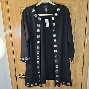Chic Black Tunic with Silver Details